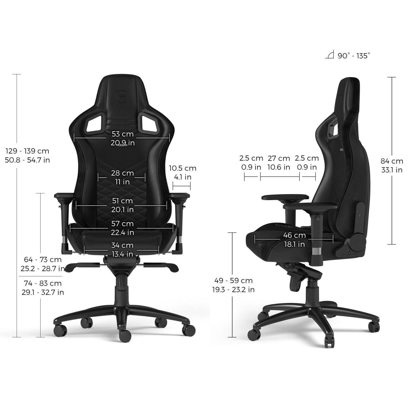 noblechairs EPIC – Siège gaming en similicuir (5 coloris)