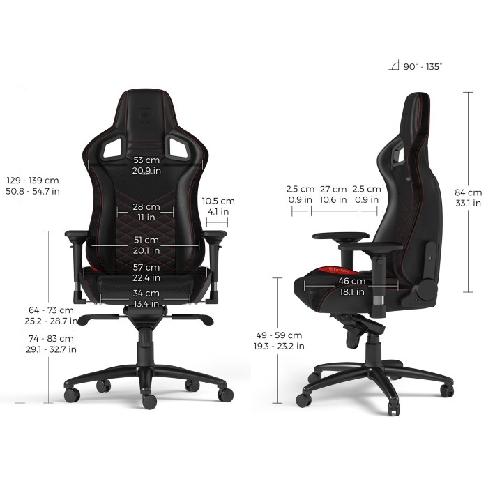 noblechairs EPIC – Siège gaming en similicuir (5 coloris)