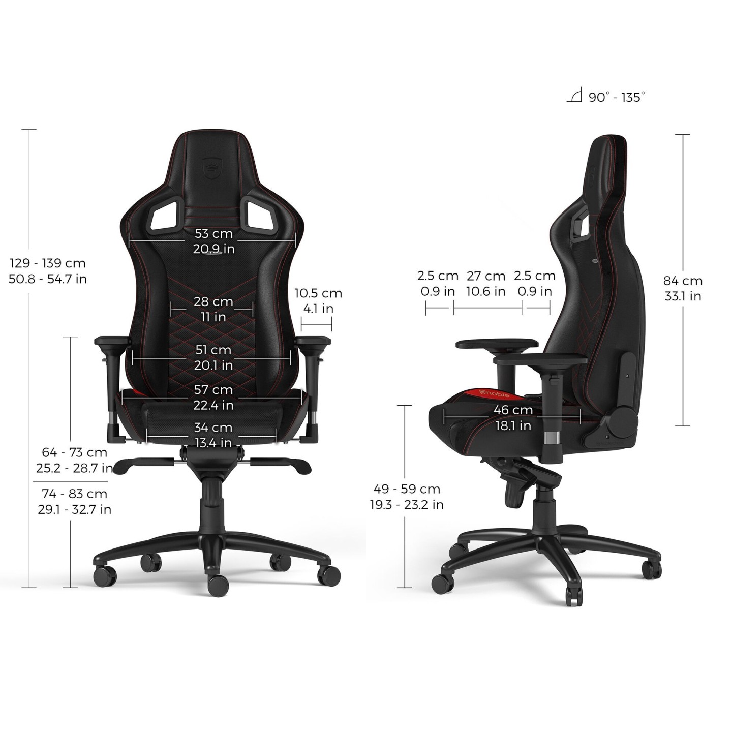 noblechairs EPIC – Siège gaming en similicuir (5 coloris)