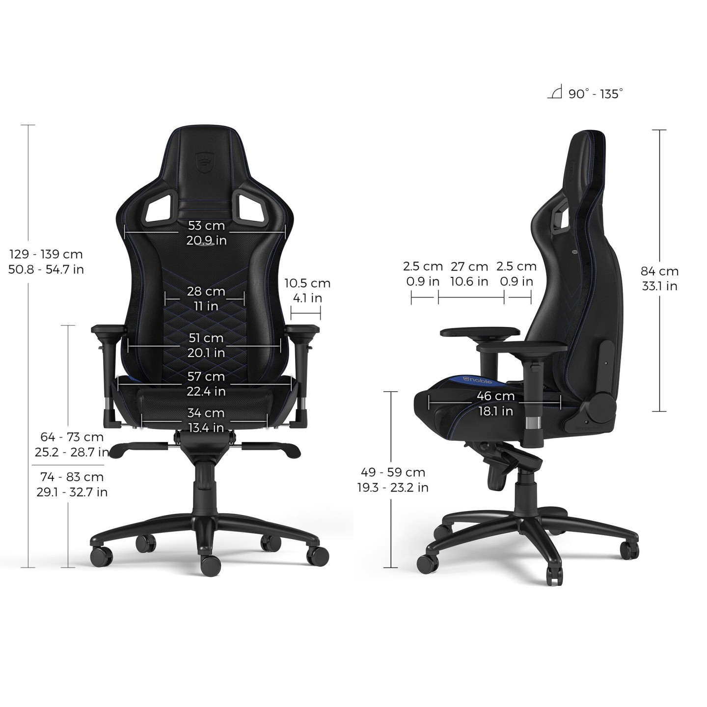 noblechairs EPIC – Siège gaming en similicuir (5 coloris)