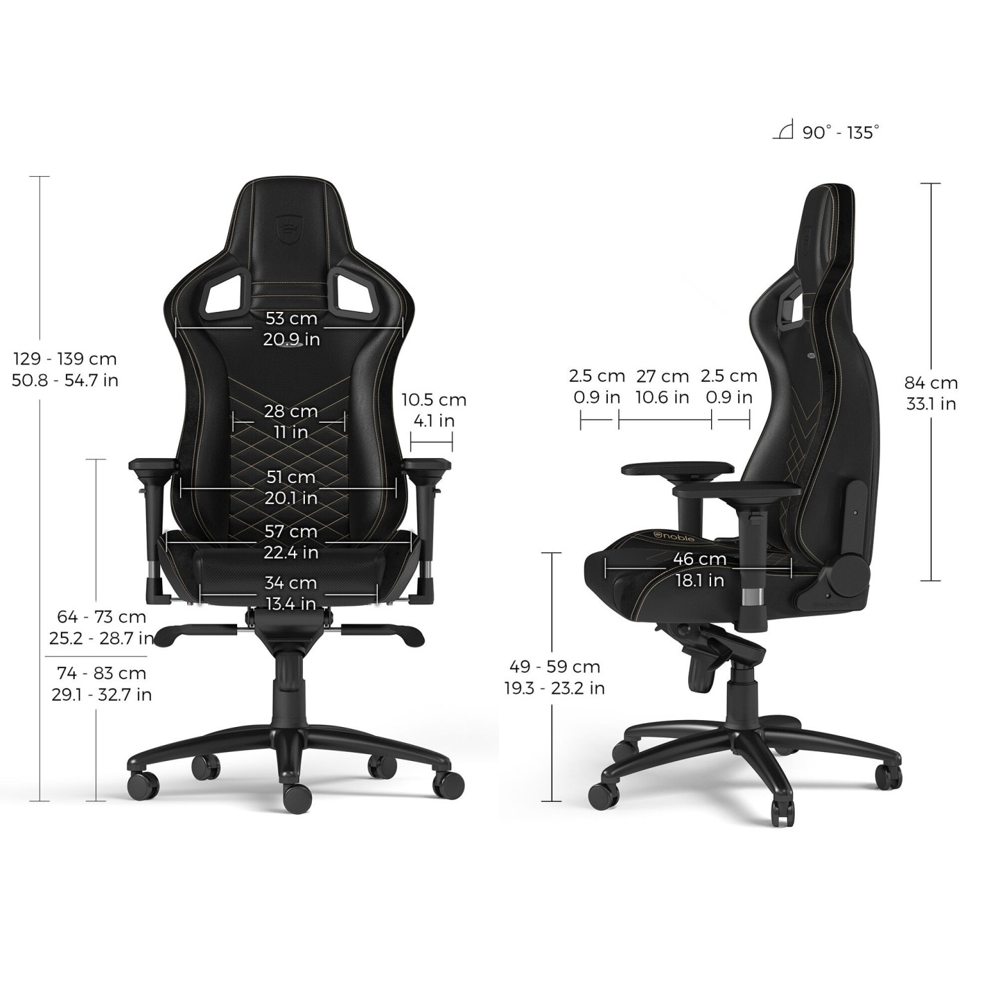 noblechairs EPIC – Siège gaming en similicuir (5 coloris)