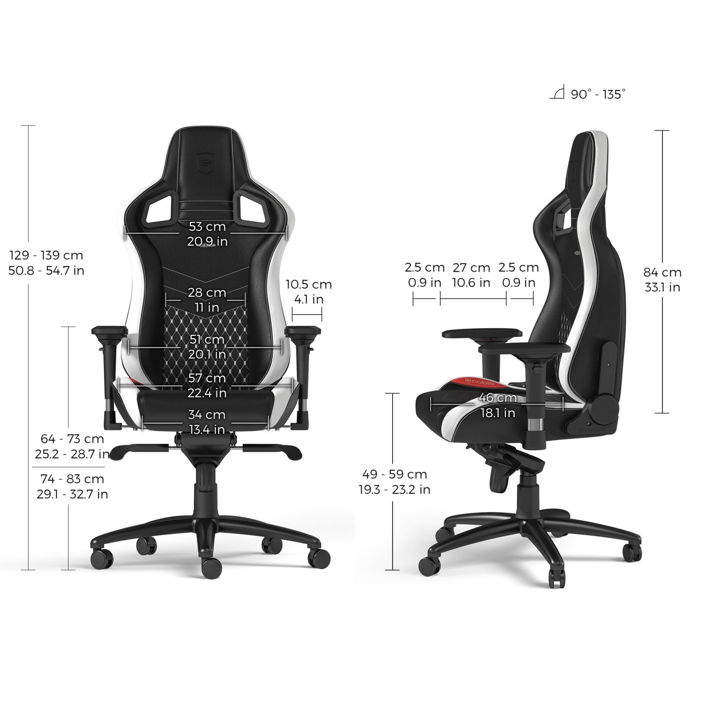 noblechairs EPIC – Siège gaming en cuir véritable (2 coloris)