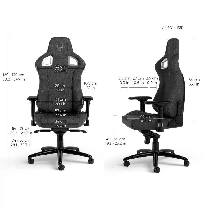 noblechairs EPIC TX – Siège gaming en tissu respirant anthracite