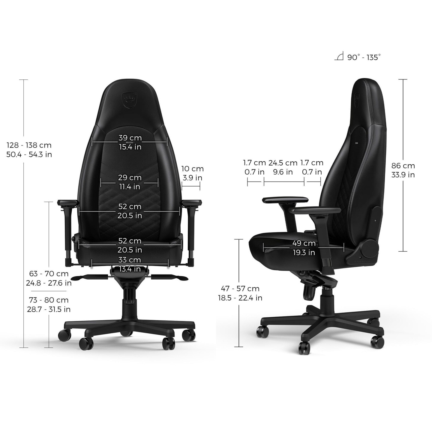 noblechairs ICON Noir – Siège gaming en similicuir