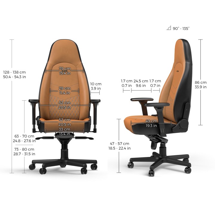 noblechairs ICON – Siège gaming en cuir véritable (3 coloris)