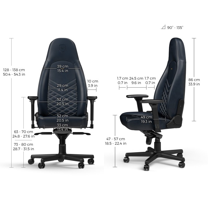 noblechairs ICON – Siège gaming en cuir véritable (3 coloris)