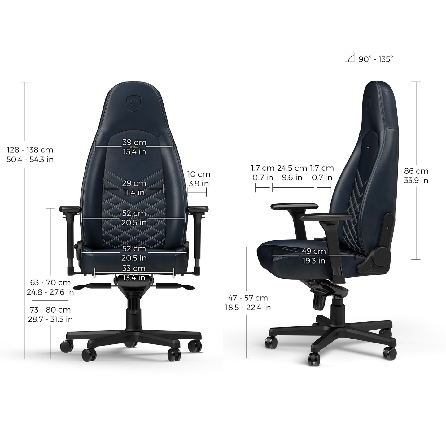 noblechairs ICON – Siège gaming en cuir véritable (3 coloris)