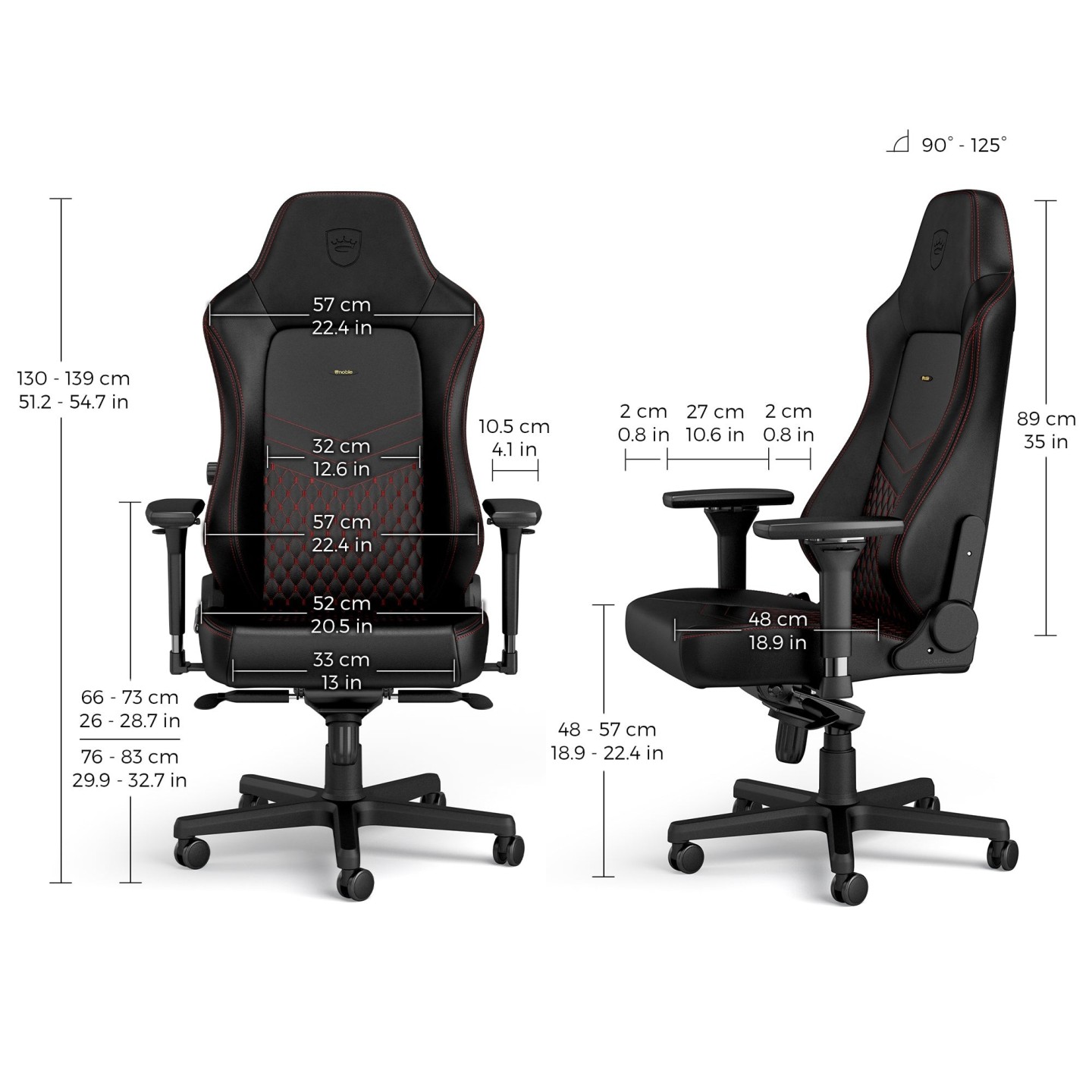 noblechairs HERO – Siège gaming en cuir véritable (2 coloris)