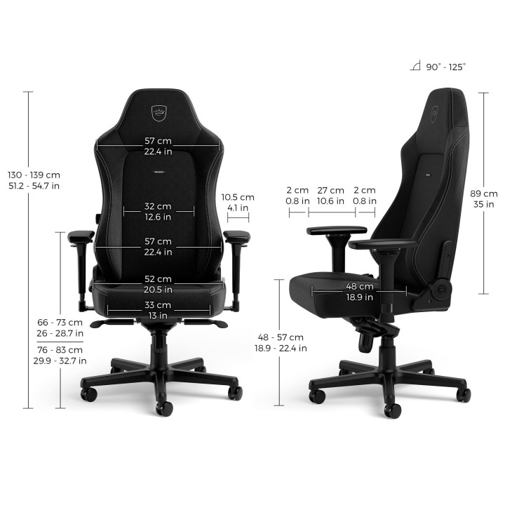 noblechairs HERO – Siège gaming en tissu (TX anthracite, MF noir)
