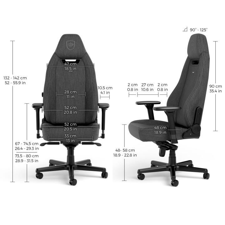 noblechairs LEGEND TX – Siège gaming en tissu anthracite