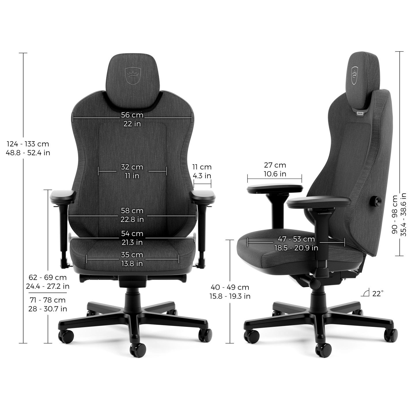 noblechairs AURA – Siège gaming et de bureau (AtmoShell noir, TX anthracite)