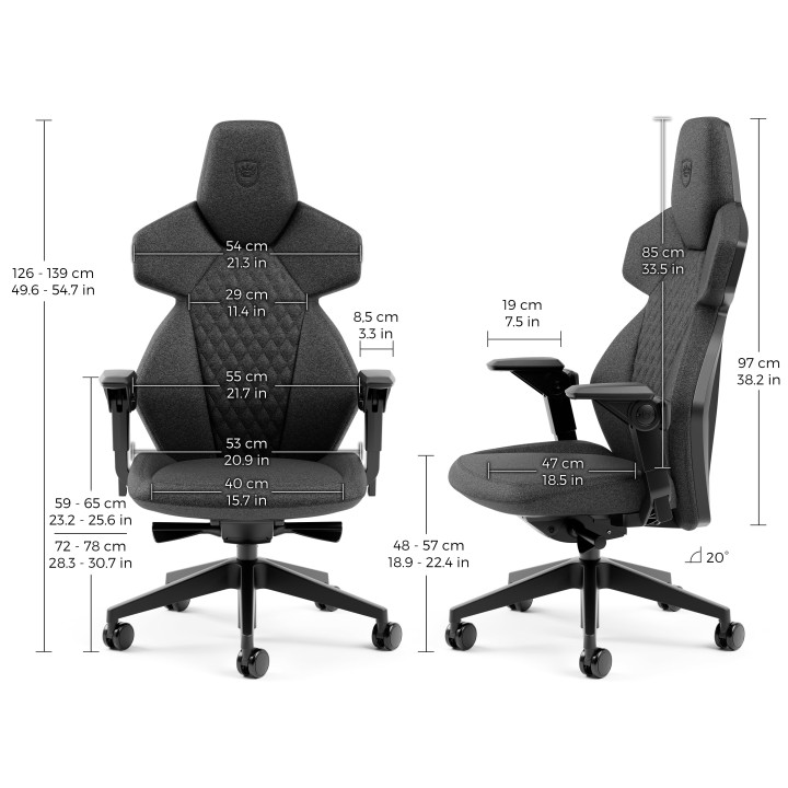 noblechairs DAWN – Siège gaming et de bureau (noir ou TX granite)