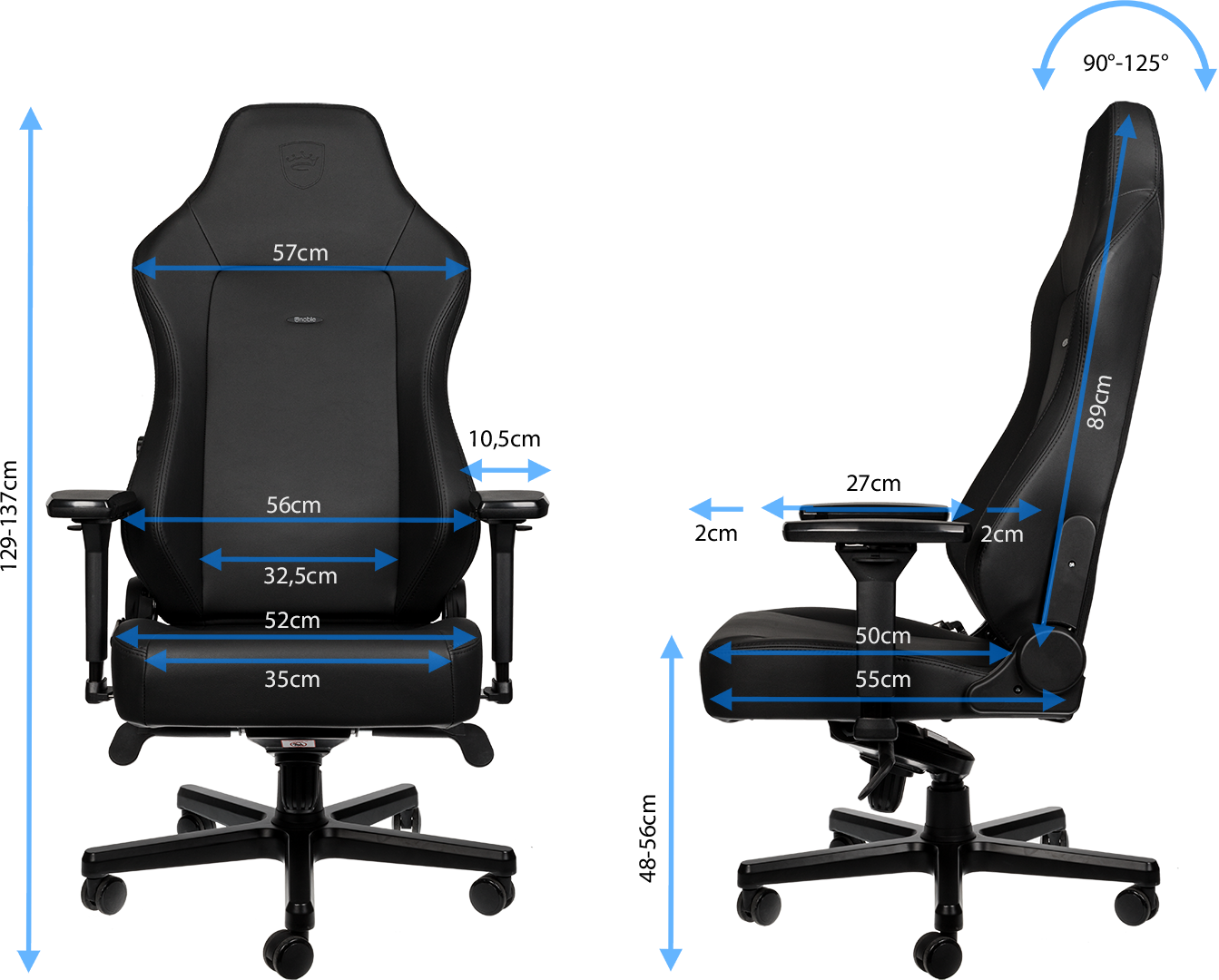 Le siège de jeu HERO noblechairs - Black Edition en un coup d’œil